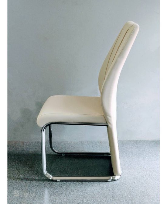 Arabella Dining Chair Cream White & Metal leg in silver