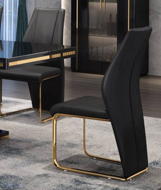 Arabella Dining Chair Black in Gold Leg 45Wx60Dx99H