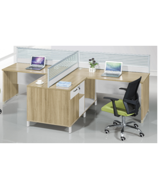 Ken Workstation L Shape Office Desks with Cabinet 280Lx140Dx110Hcm