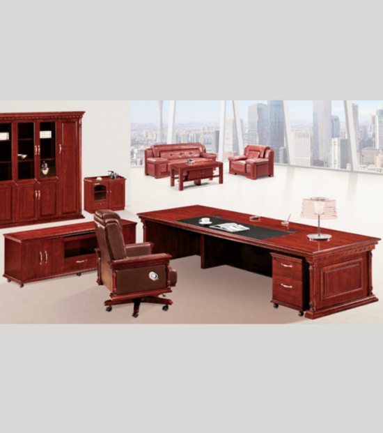 Olympus 3.2m Executive Office Desk, with Credenza & pedestal 320Lx120Dx77Hcm