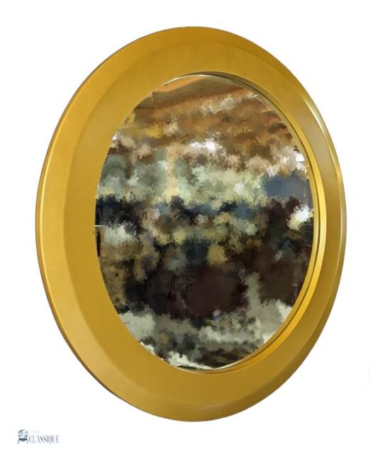 Console Table Mirror Adelina Round Wood Frame Wall Mirror Metallic Gold 90cm LAST STOCK SPECIAL
