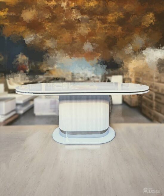 Coretta Dining Table Neo Classic White & Silver 6-8 Seater