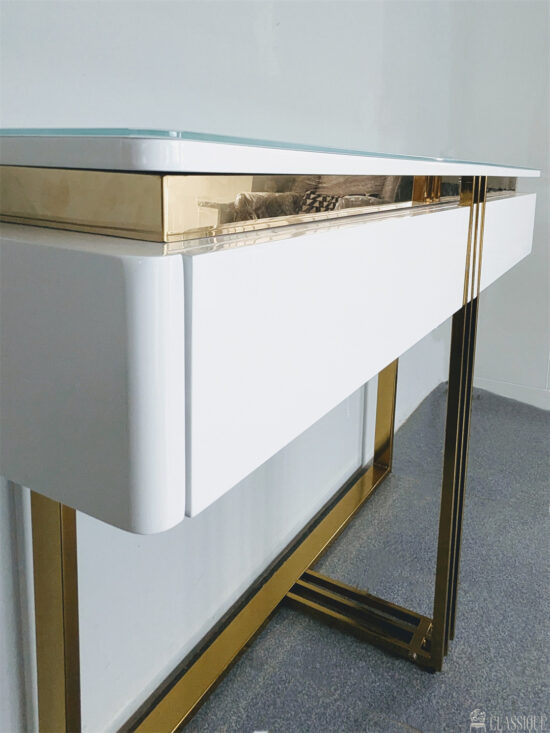 Contessa Console Table Modern Gloss White & Gold