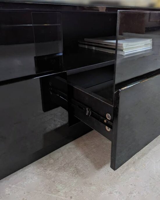 April TV Stand Gloss Black w/Stainless Steel Gold 200Lx40Dx42Hcm