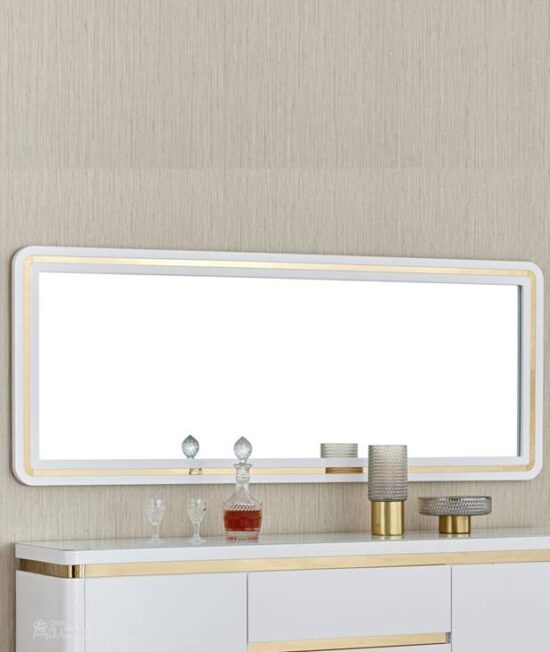 Angelica Wood Frame Wall Mirror Gloss B&W with Gold Trim 180Lx3Dx70Hcm