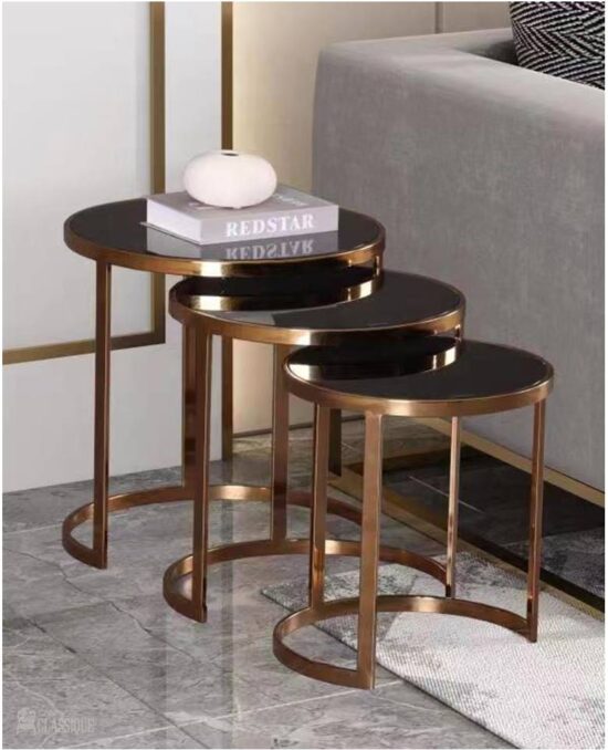 Alessio Round 3 pcs Side Table Rose Gold Special