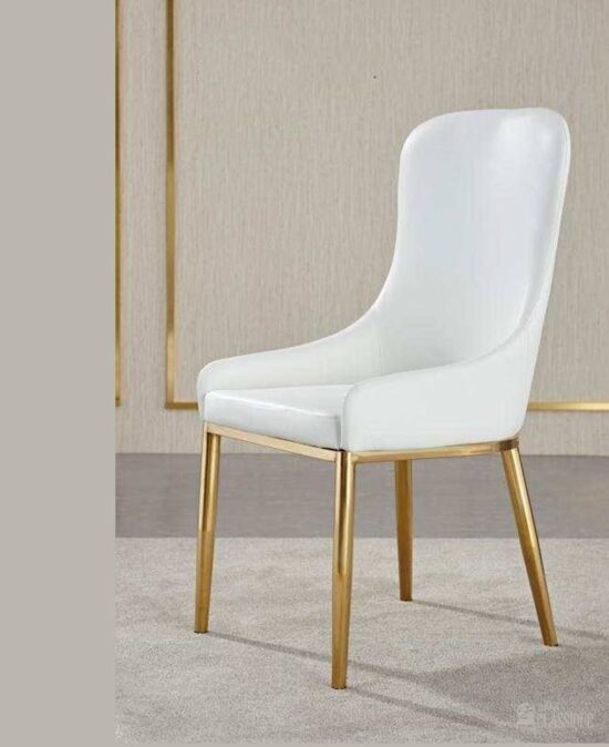 Armani Dining Chair White with Metal Frame in Gold