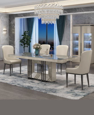 CONTESSA Dining Table & Chair set Light Tan 6-8 seaters