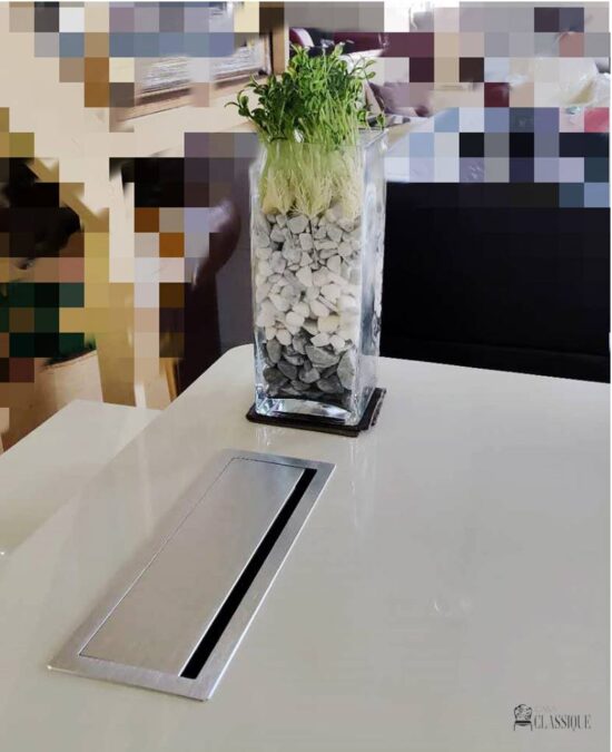 Moritz 2.0x1.8m Gloss White L Shape Office Desk w/Cabinet Fluid Steel Leg