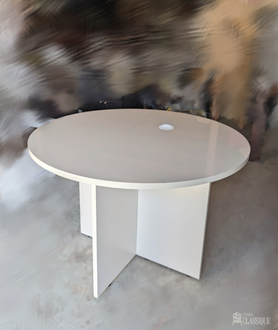 Motriz 1.1m Round Meeting Table Gloss White 110x110x75Hcm