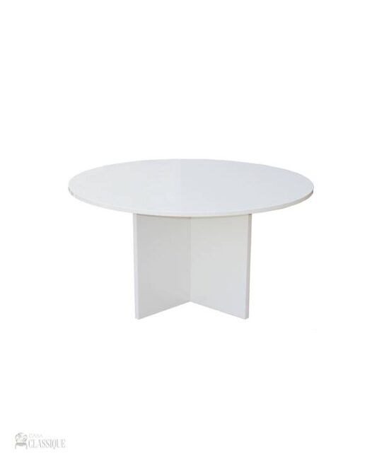 Motriz 1.1m Round Meeting Table Gloss White 110x110x75Hcm