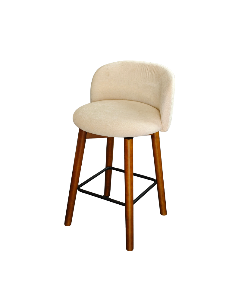 Swivel Bar Chair - Solid Wood - Cream
