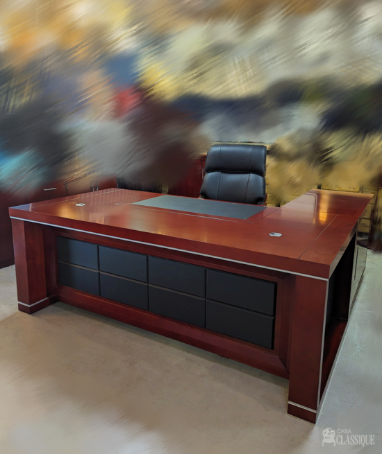 Uranus 2.2m Executive Office Desk with Credenza & Mobile Pedestal 220Lx240Dx80Hcm