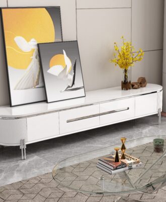 Coretta Silver Neo Classic TV Stand White