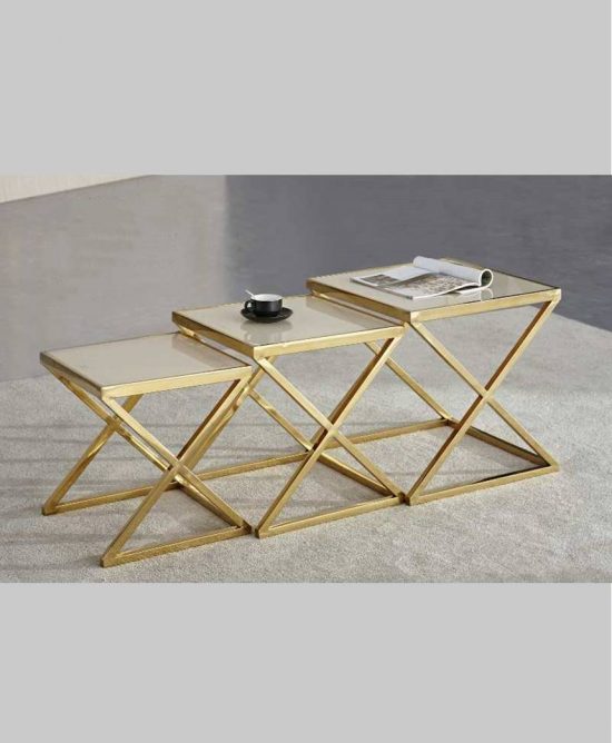 Alessandra Square 3 pcs Nesting Table Gold Special